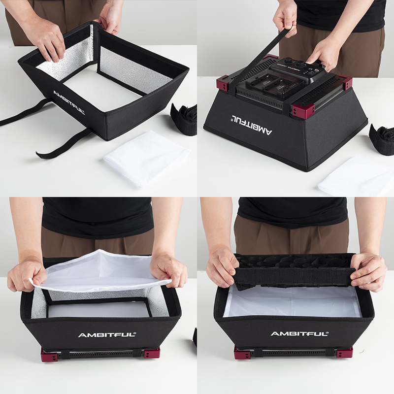 AMBITFUL LEDP60C Softbox المخص - مراجعة Photography Lighting Brand وسعره