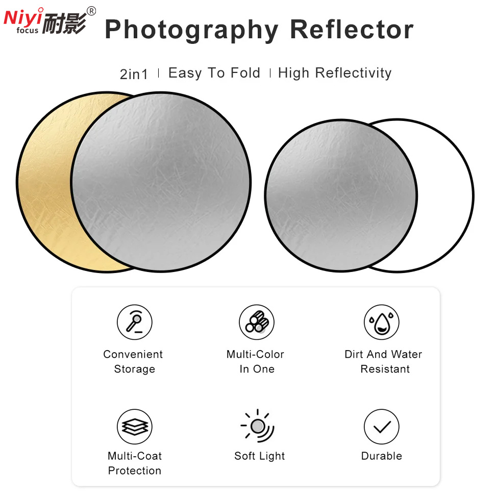 عاكس ضوئي دائري محمول 2 في 1 ب - مراجعة Photography Lighting Reflectors وسعره